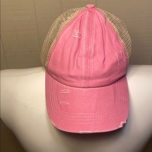 pink distressed hat!